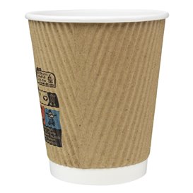 Vaso Cartón 8 Oz/250ml "Rizado Kraft" Marrón Ø7,8cm (25 Uds)