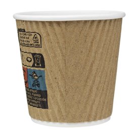 Vaso Cartón 4 Oz/120ml "Rizado Kraft" Marrón Ø6,2cm (50 Uds)
