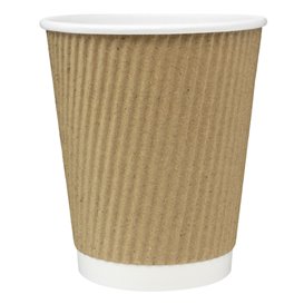 Vaso Cartón 8 Oz/250ml "Rizado Kraft" Marrón Ø8cm (25 Uds)