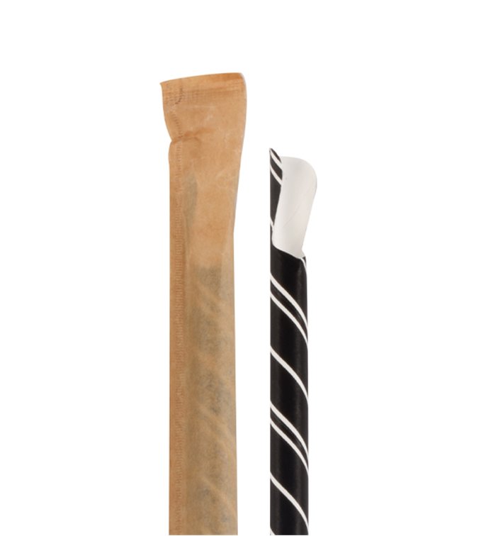 Pajita Cuchara Papel Negro Enfundada Blanco Ø8mm 21cm (100 Uds) Pajita Cuchara Papel Negro Enfundada Blanco Ø8mm 21cm (100 Uds)