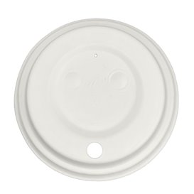Tapa Travel con Agujero Fibra Moldeada Blanca Ø8cm (1.800 Uds)