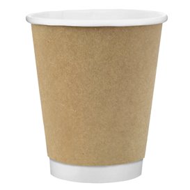 Vaso Cartón 8Oz/240ml Doble Pared Liso Kraft Ø8cm (25 Uds)