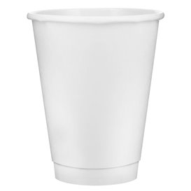 Vaso de Cartón 12Oz/360ml Doble Pared Liso Blanco Ø9cm (500 Uds)