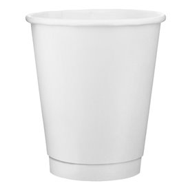Vaso de Cartón 8Oz/240ml Doble Pared Liso Blanco Ø8cm (500 Uds)