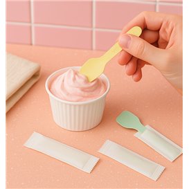 Cucharita Cartón Enfundada para Helado ‘'Tutti Frutti'’ 9cm (500 Uds)