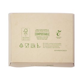 Caja Americana Cartón de Bambú Kraft con Ventana 11,5x9x6,5cm 700ml (200 Uds)