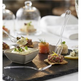 Minitenedor Degustacion Transparente en Cajita 10cm (5000 Uds)