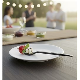 Minitenedor de Plástico Degustación Negro 100 mm (1000 Uds)