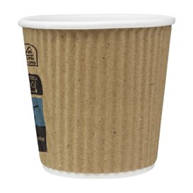 Vaso de Cartón Doble Pared Rizado Kraft 4Oz/120ml Ø6,2cm (25 Uds)