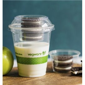 Tapa Cúpula Plana para Tarrina Compostable PLA "Bella pot" Transparente Ø9,6cm (1000 Uds)