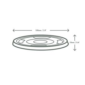 Tapa para Tarrina Compostable PLA "Bella pot" Transparente Ø9,6cm (1000 Uds)