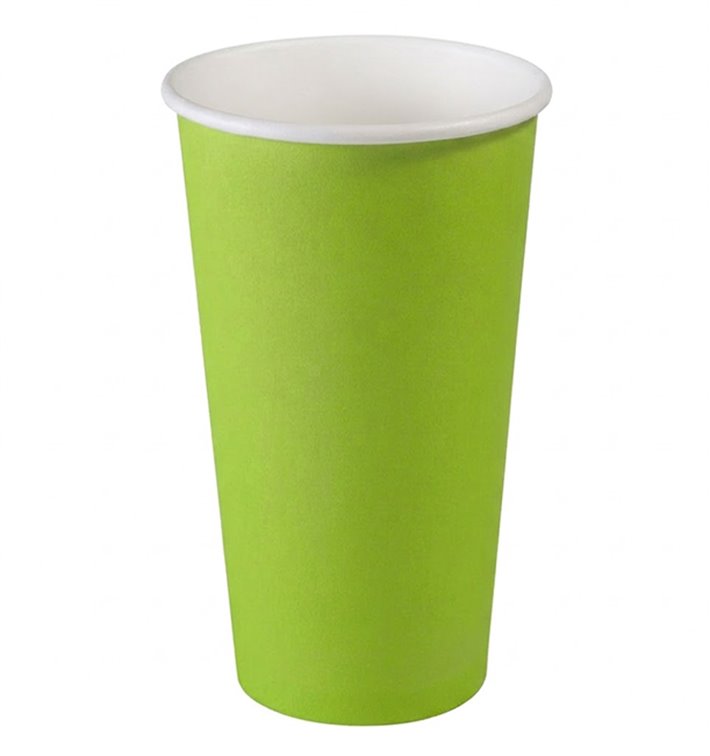 Vaso Cartón Verde "Colores" 20Oz/600ml Ø9,0cm (10 Uds)